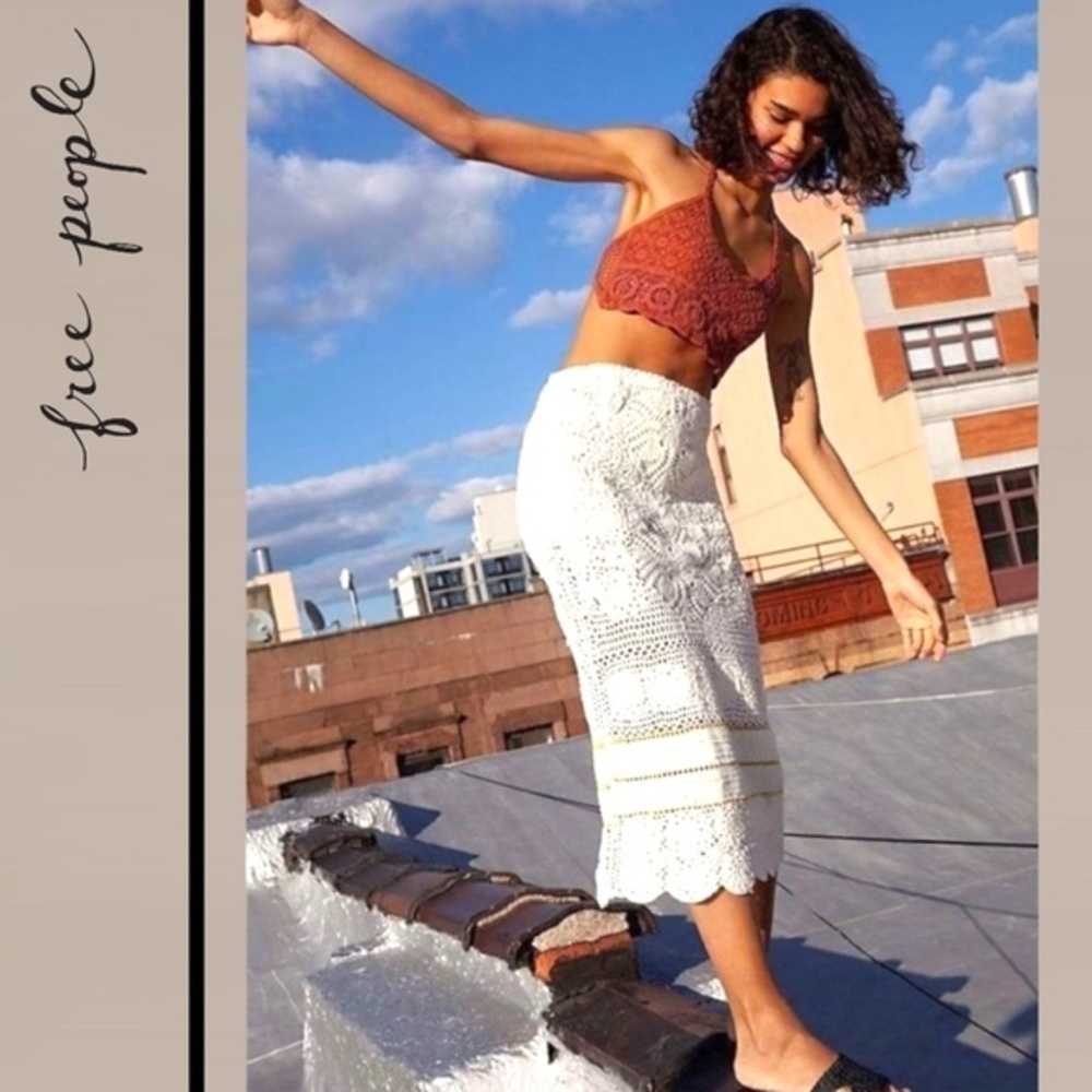 FREE PEOPLE Sydney Crochet Halter-Ties Open Back Crop Top/Bralette-Lg NWT - Picture 11 of 16